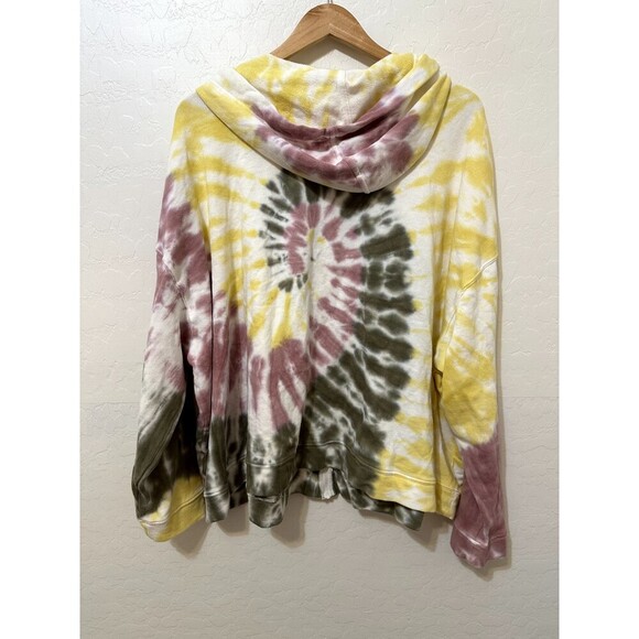Old Navy Womans Tie Dye Sweater Size 3X Zip Up Hooded Y2K Artsy Beachy Hippie - Picture 8 of 11